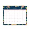 Blue Sky Day Designer Academic Year Wall Calendar, 15x12, Navy/Floral, 2019-2020 107934